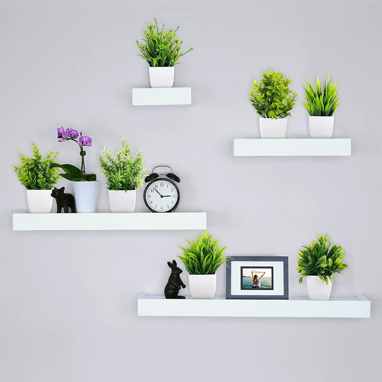 Dekorly Artificial Potted Eucalyptus Plants, Small Faux Indoor Houseplants, Set of 8