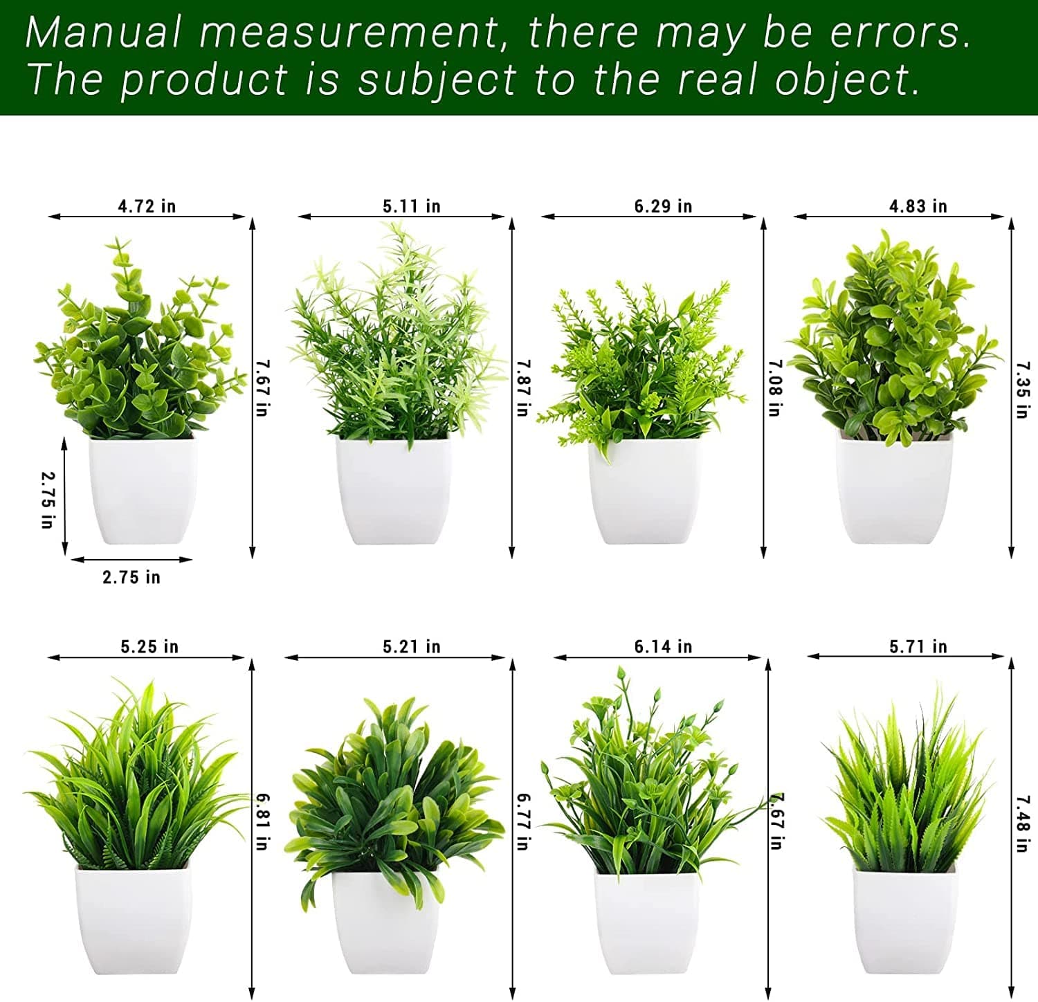 Dekorly Artificial Potted Eucalyptus Plants, Small Faux Indoor Houseplants, Set of 8