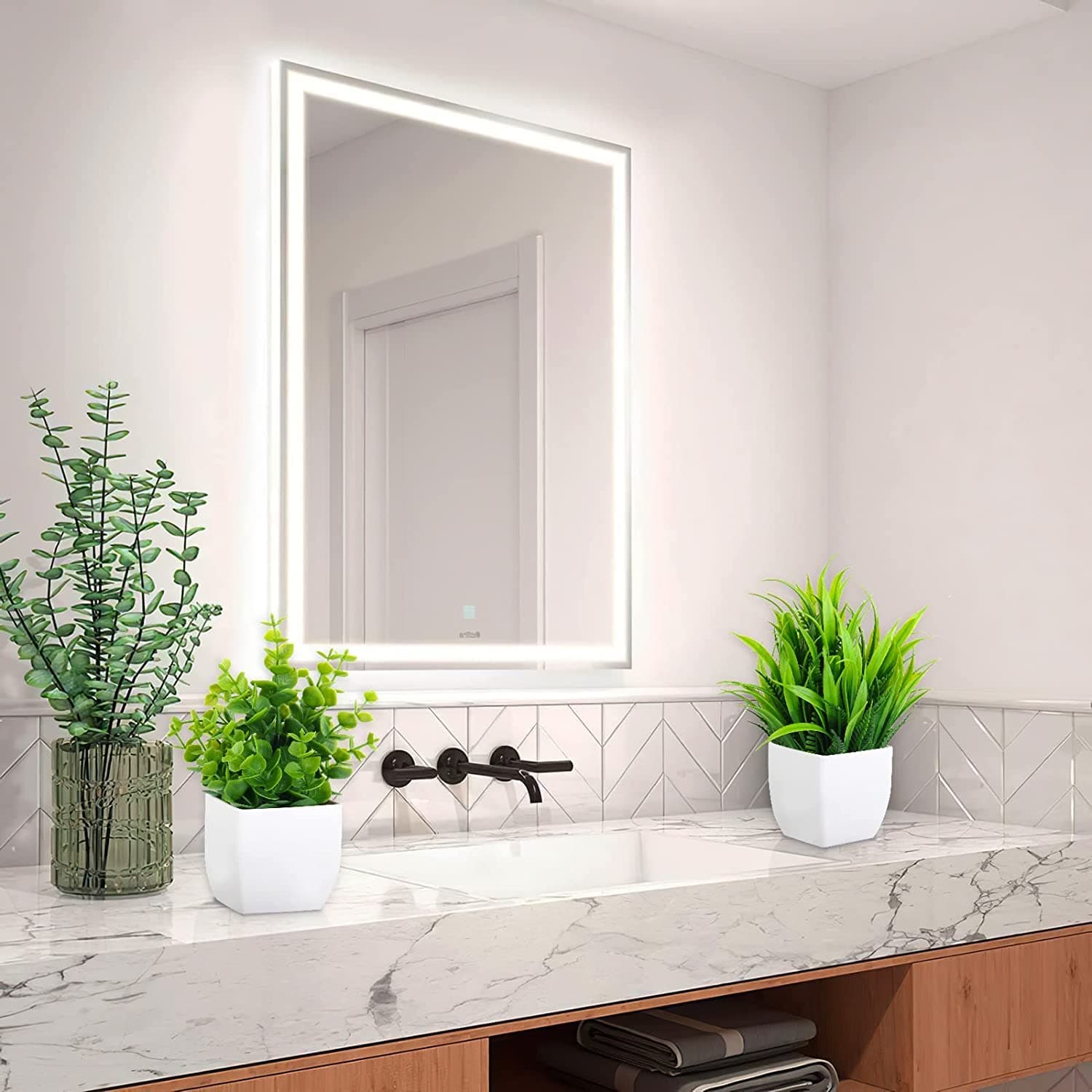 Dekorly Artificial Potted Eucalyptus Plants, Small Faux Indoor Houseplants, Set of 8