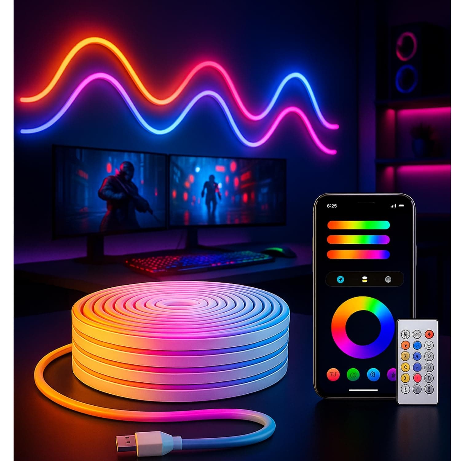 One94Store Smart LED Strip Light 5M with App and Remote Control, Music Sync RGB