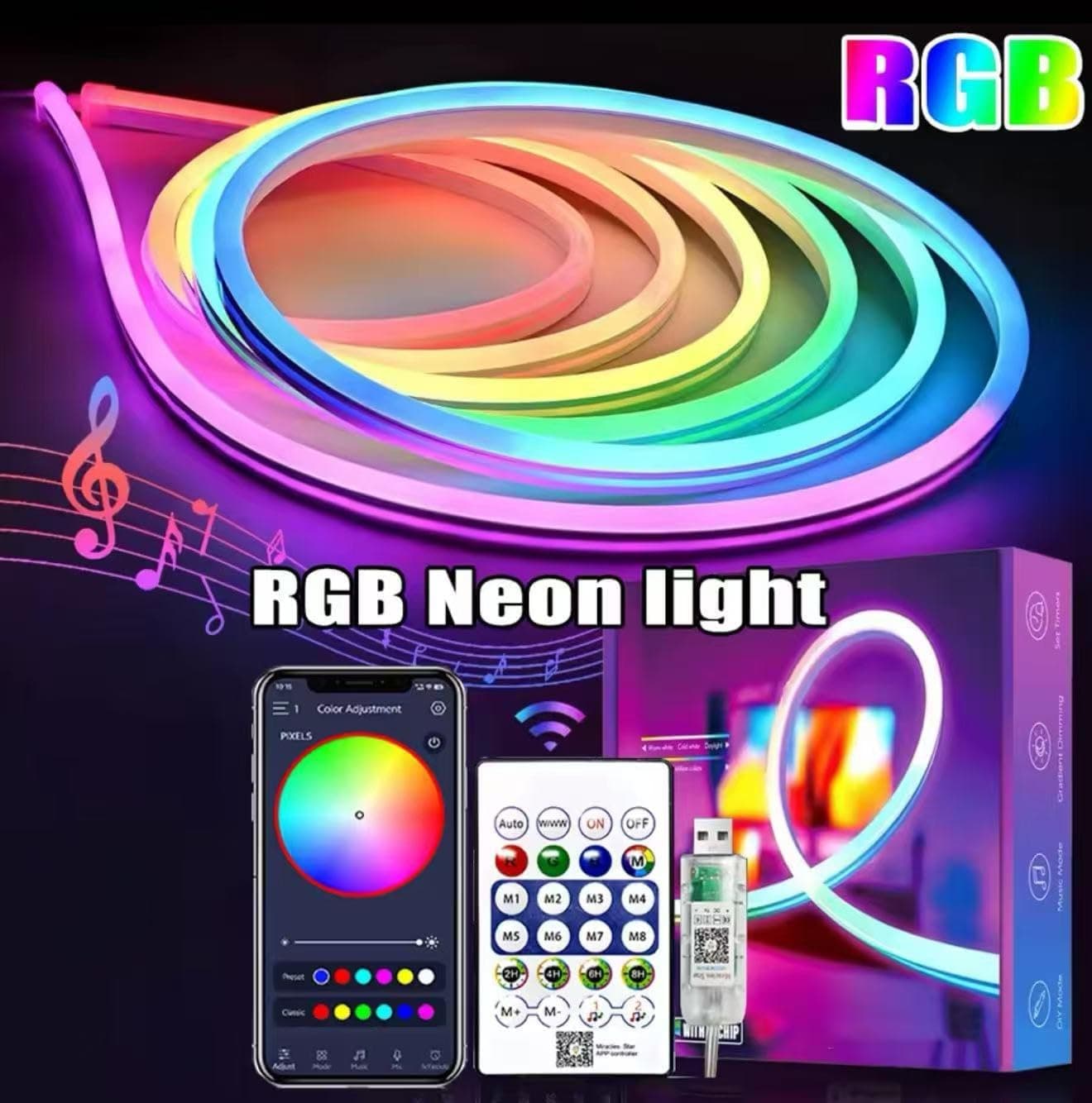 One94Store Smart LED Strip Light 5M with App and Remote Control, Music Sync RGB