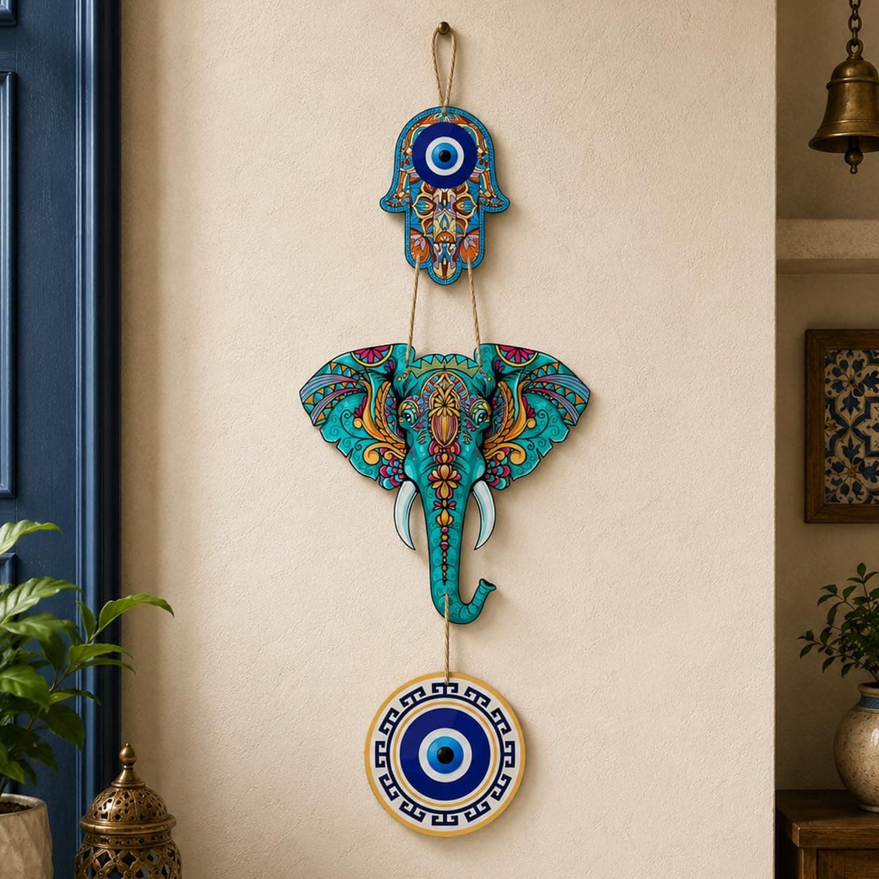 Artvibes Designer Elephant Wooden Wall Hanging for Home Decor, WH_8506N