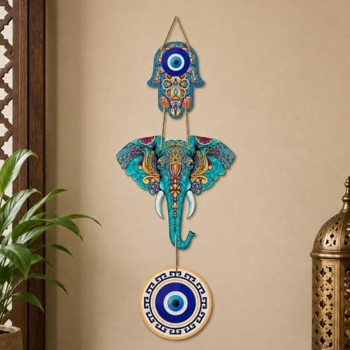 Artvibes Designer Elephant Wooden Wall Hanging for Home Decor, WH_8506N