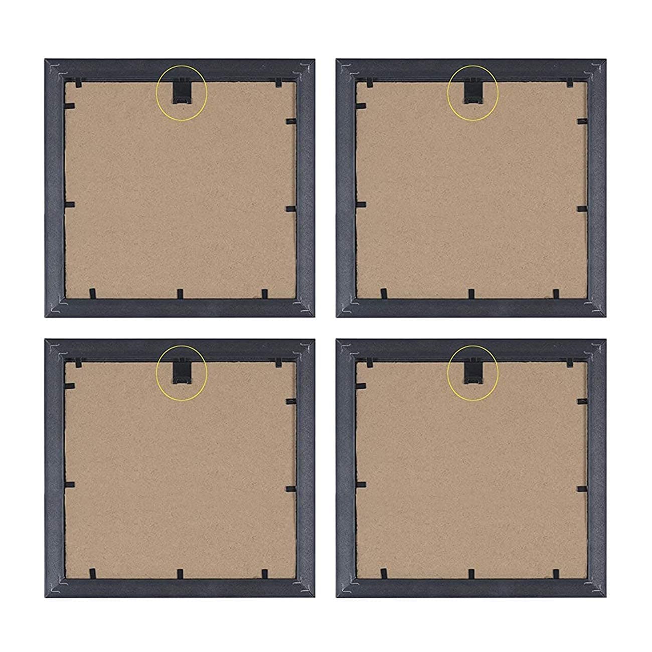 PAINTINGMANTRA Floral and Birds Framed Painting Set of 4, 9x9 Inch, Brown Frame