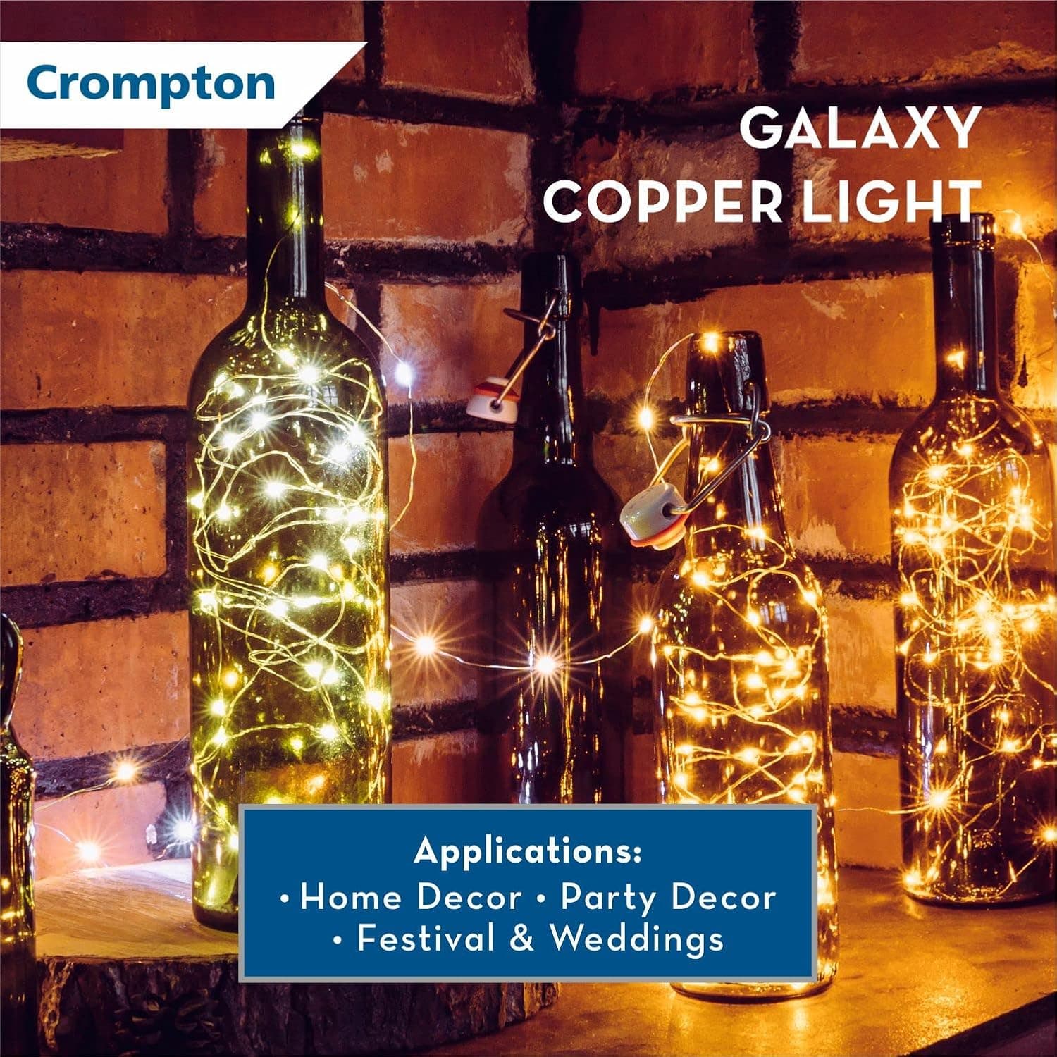 Crompton Galaxy USB Powered String Fairy Lights, 100 LED, 10 Metres, Warm White