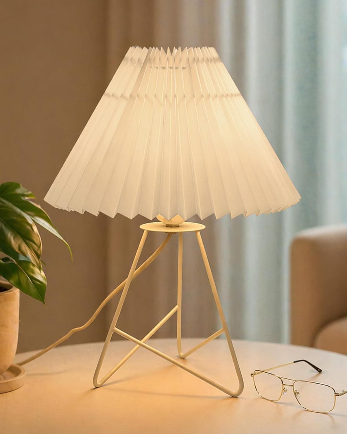Homesake Retro Down to the Wire Metal Table Lamp with Fabric Shade, White