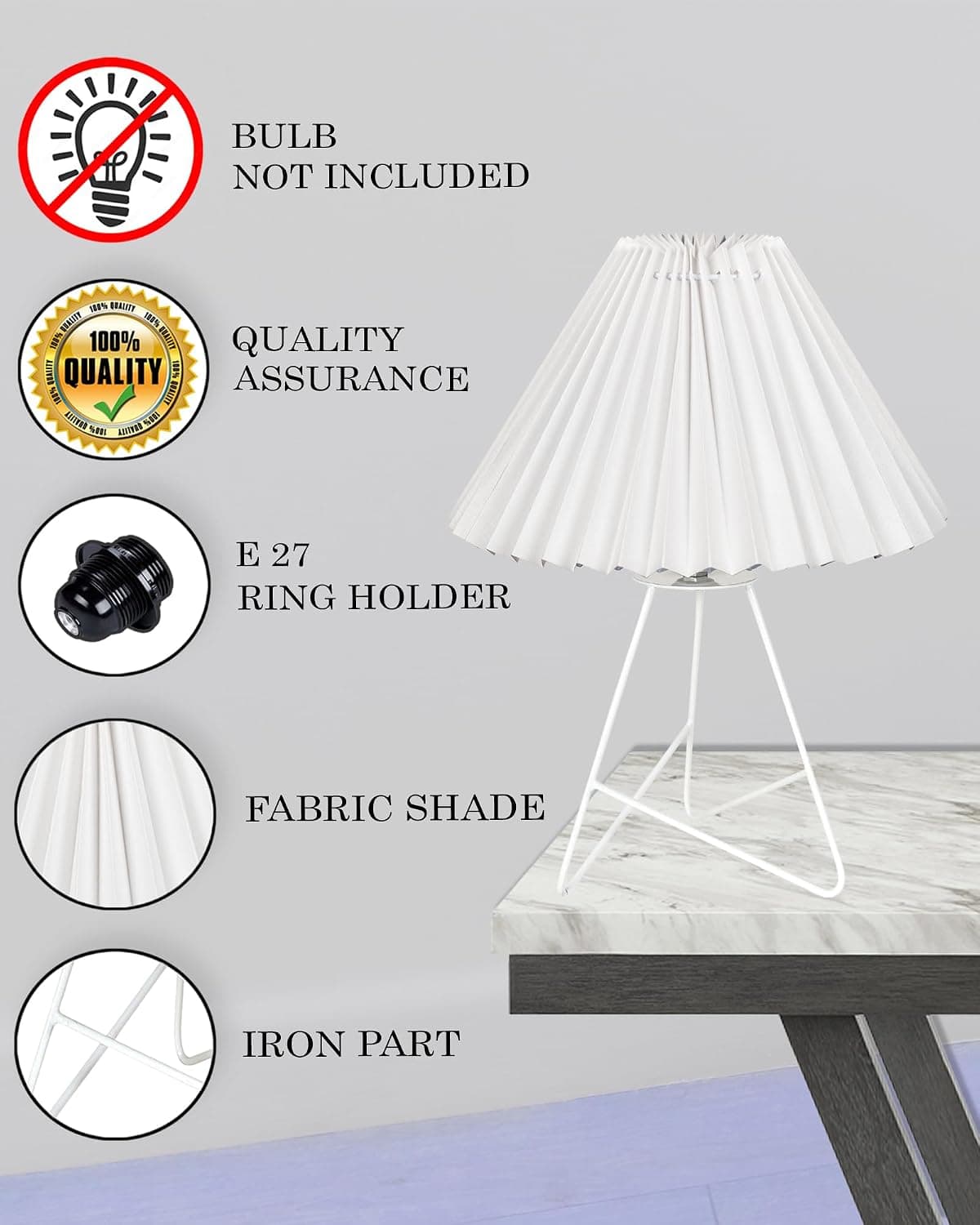 Homesake Retro Down to the Wire Metal Table Lamp with Fabric Shade, White