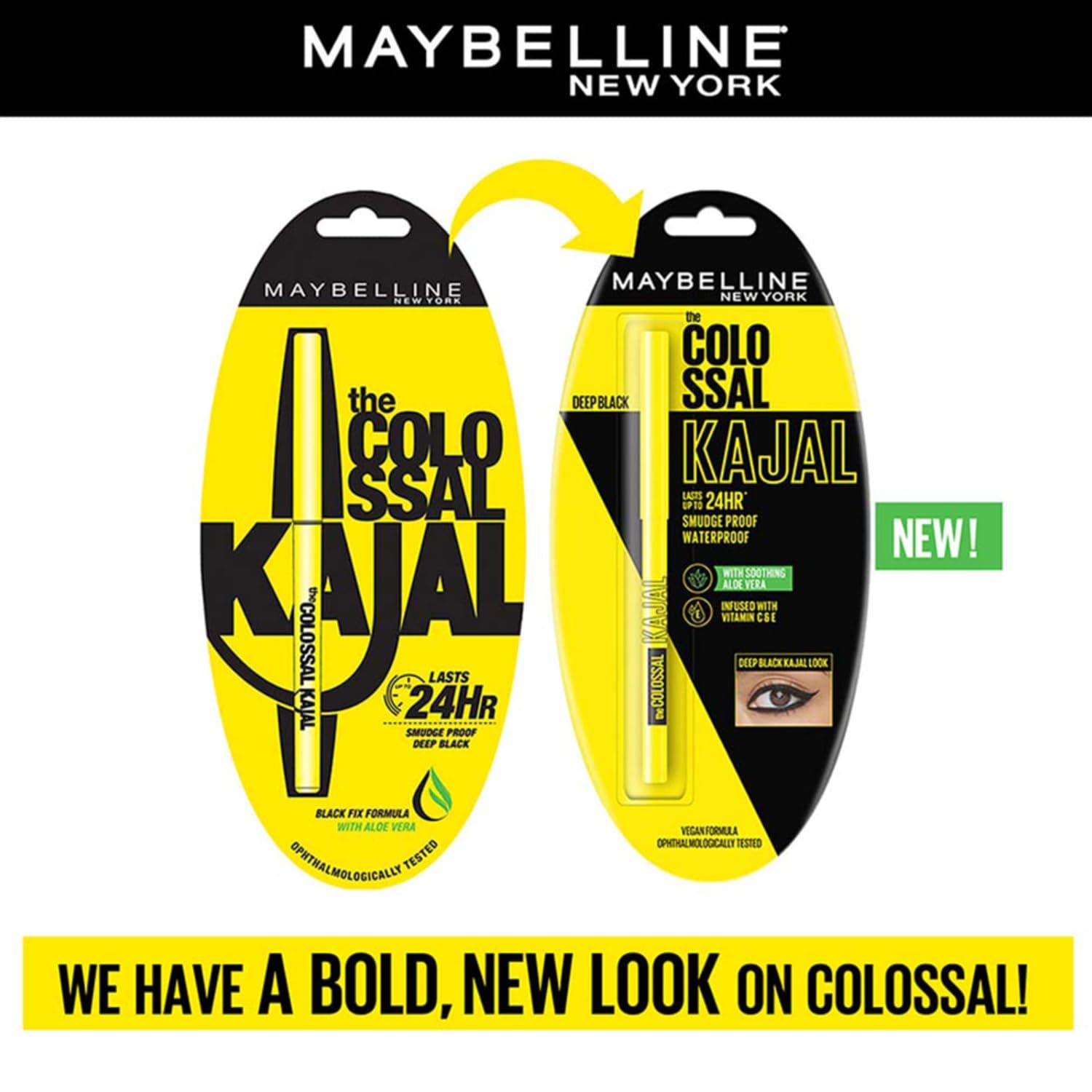 Maybelline New York Kajal, Black, Matte Finish, 0.35g