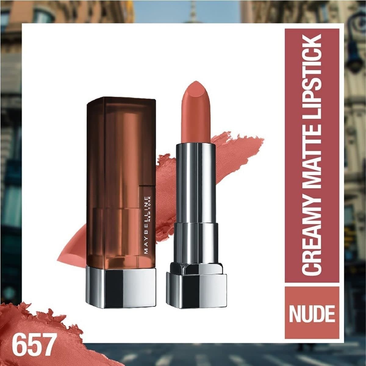 Maybelline New York Color Sensational Creamy Matte Lipstick, 657 Nude Nuance, 3.9g