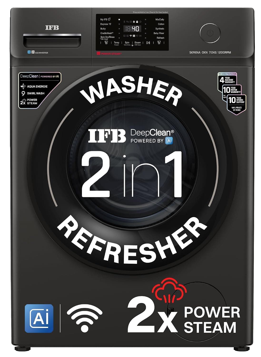IFB 7 Kg 5 Star AI-Powered Front Load Washing Machine, SERENA GXN 7012 CMS, Grey