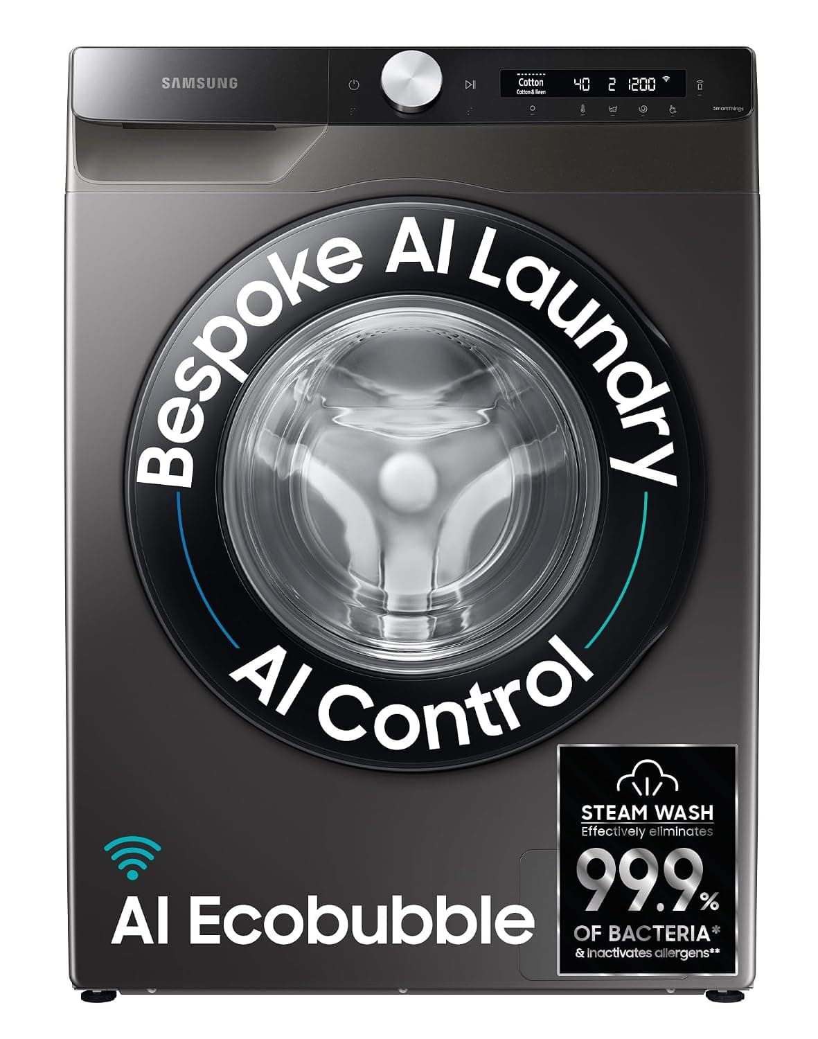 Samsung 8 Kg 5 Star Front Load Washing Machine, AI Ecobubble, WW80T504DAX1TL, Inox