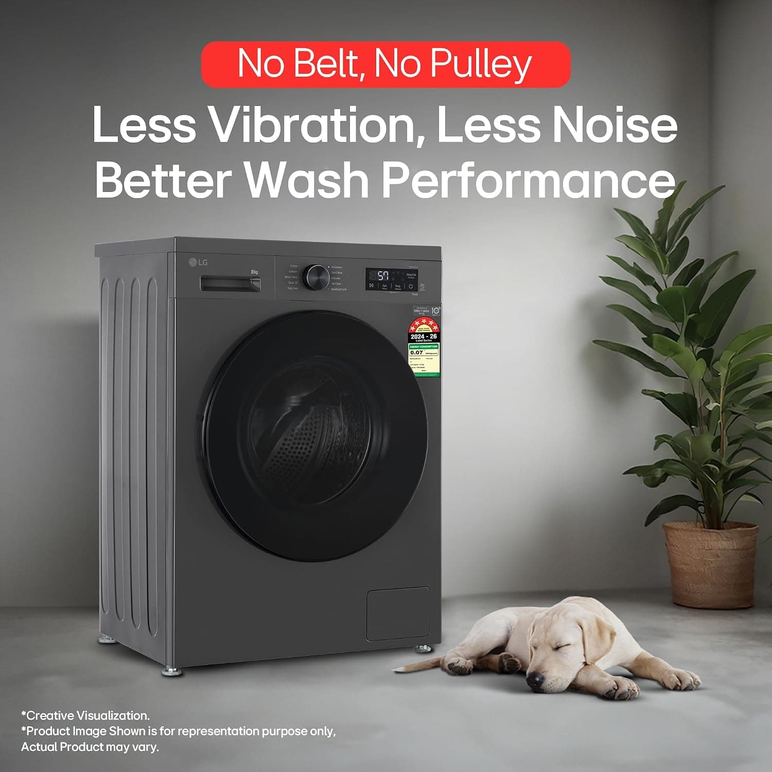 LG 8 Kg 5 Star AI Direct Drive Front Load Washing Machine, FHB1208Z4M, Wi-Fi, Middle Black