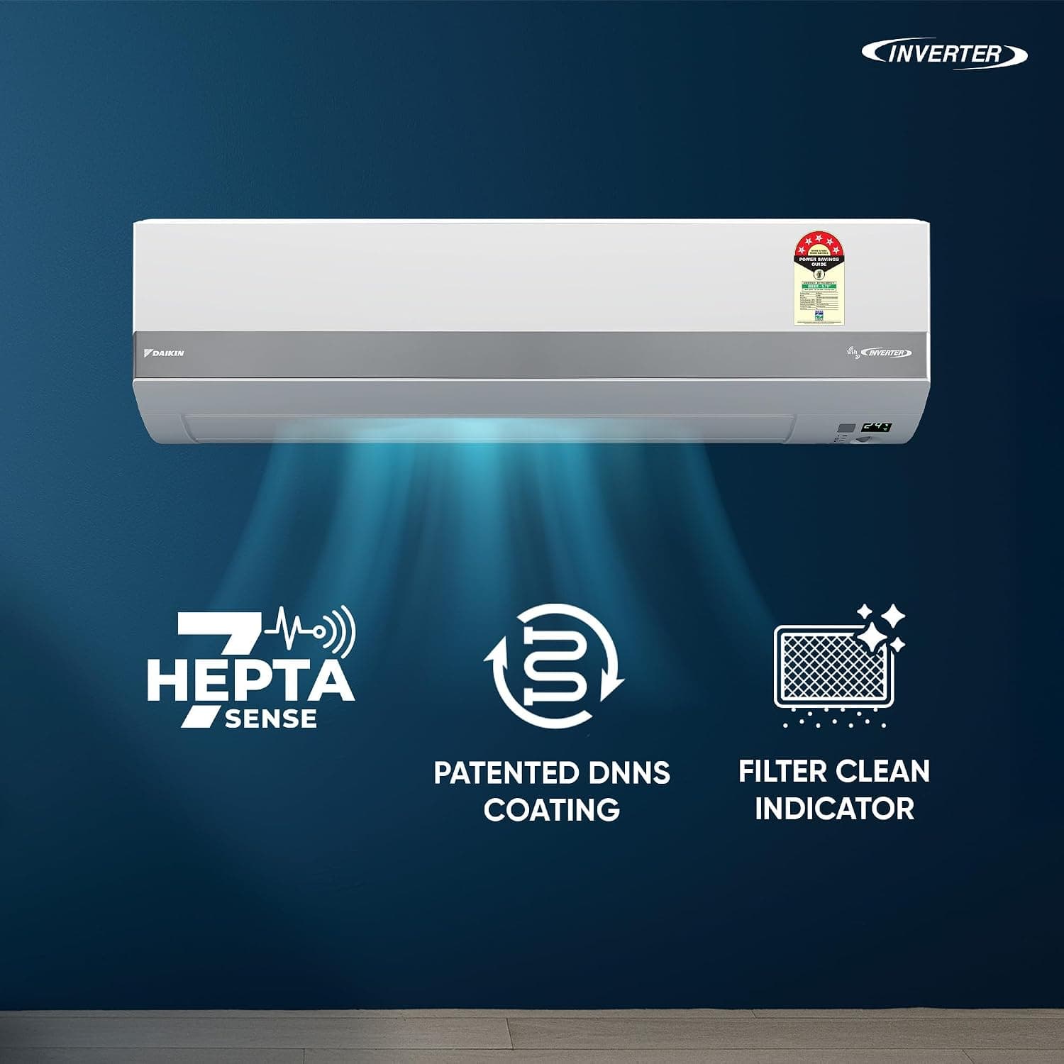 Daikin 1.5 Ton 5 Star Inverter Split AC (Copper, PM1.0 Filter, JTKJ53XV16, White)