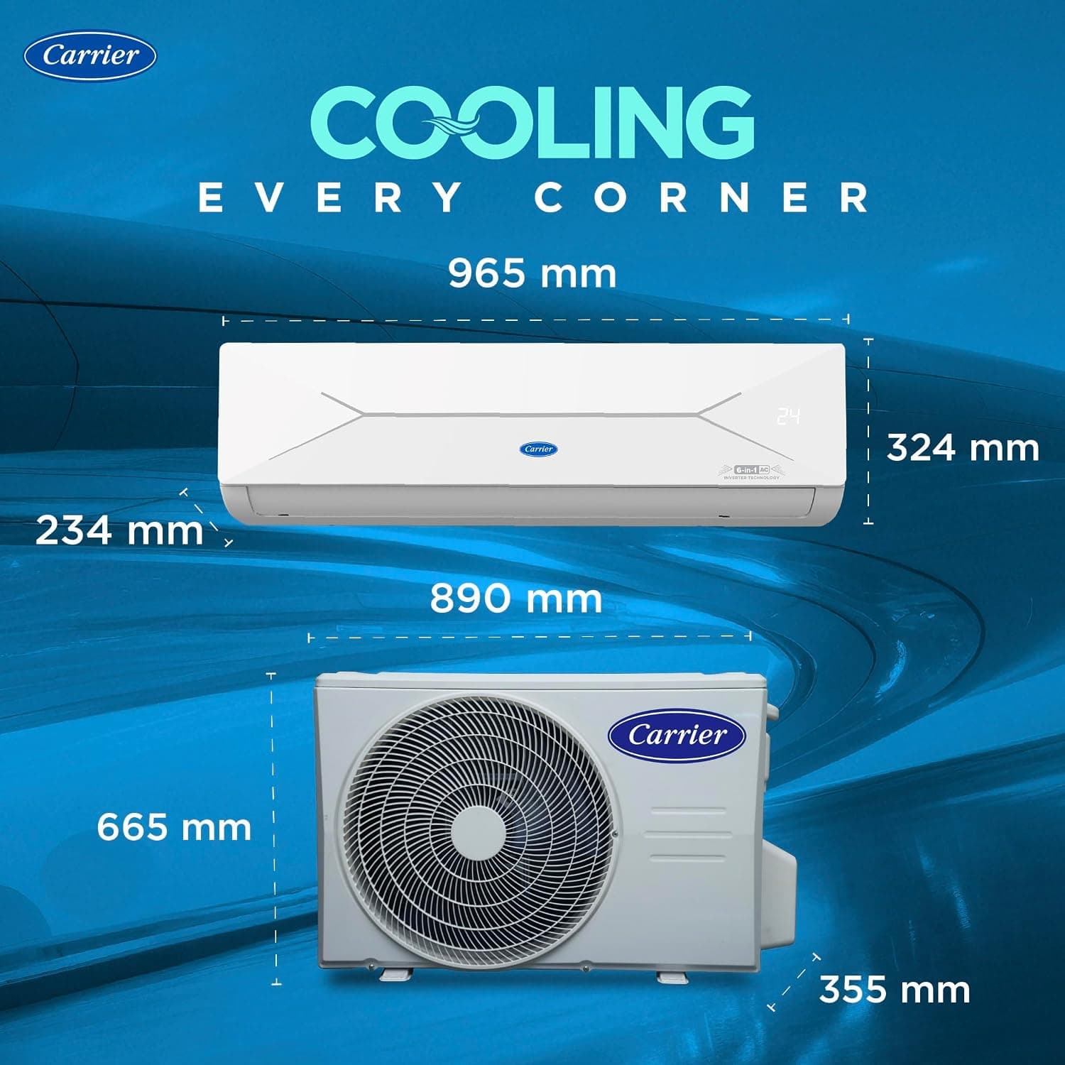 Carrier 1.5 Ton 5 Star Flexicool Inverter Split AC (Copper, PM2.5 Filter, White)