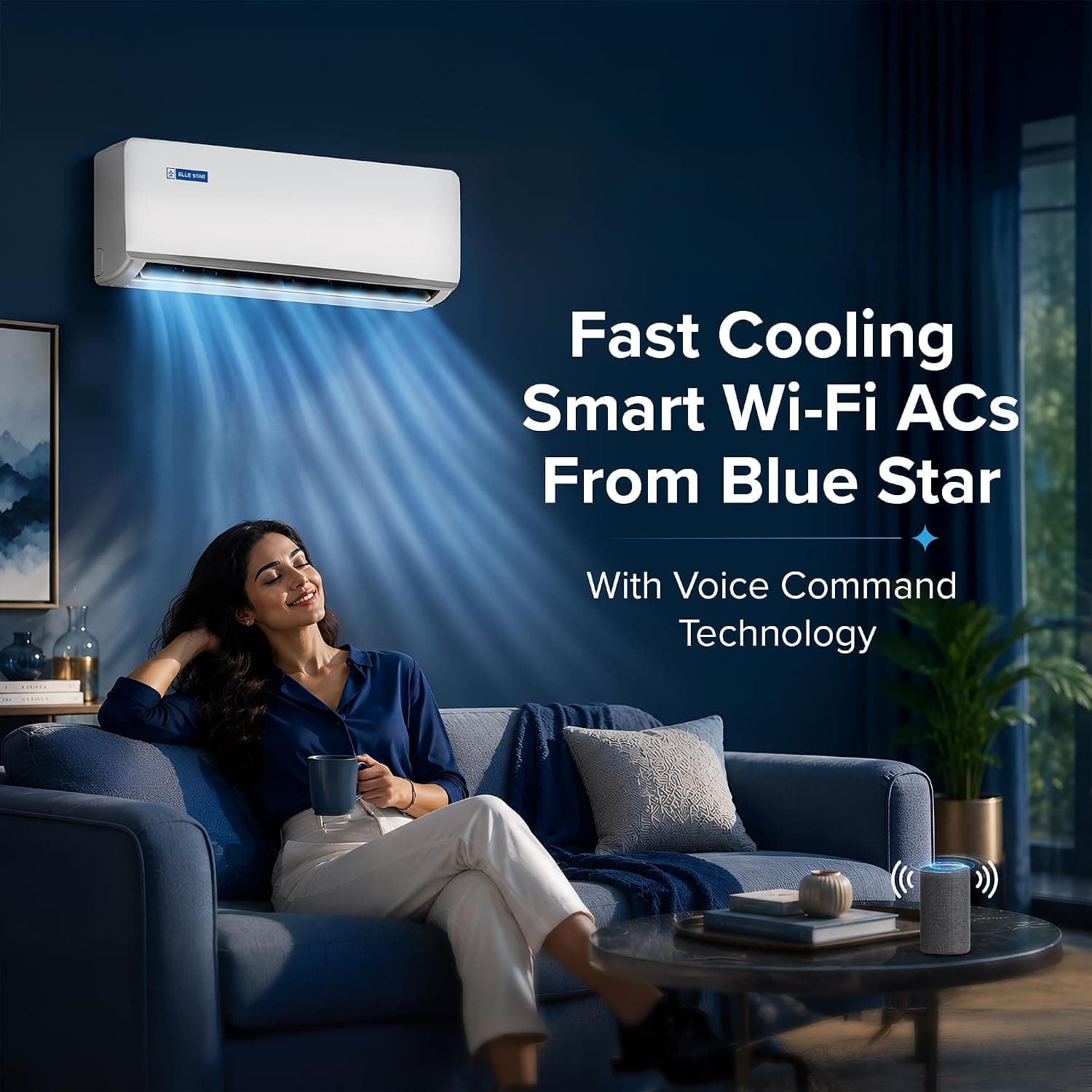Blue Star 1.45 Ton 5 Star Inverter Split AC, DigiQ Hepta Sensor, Wi-Fi Smart (Copper, White)