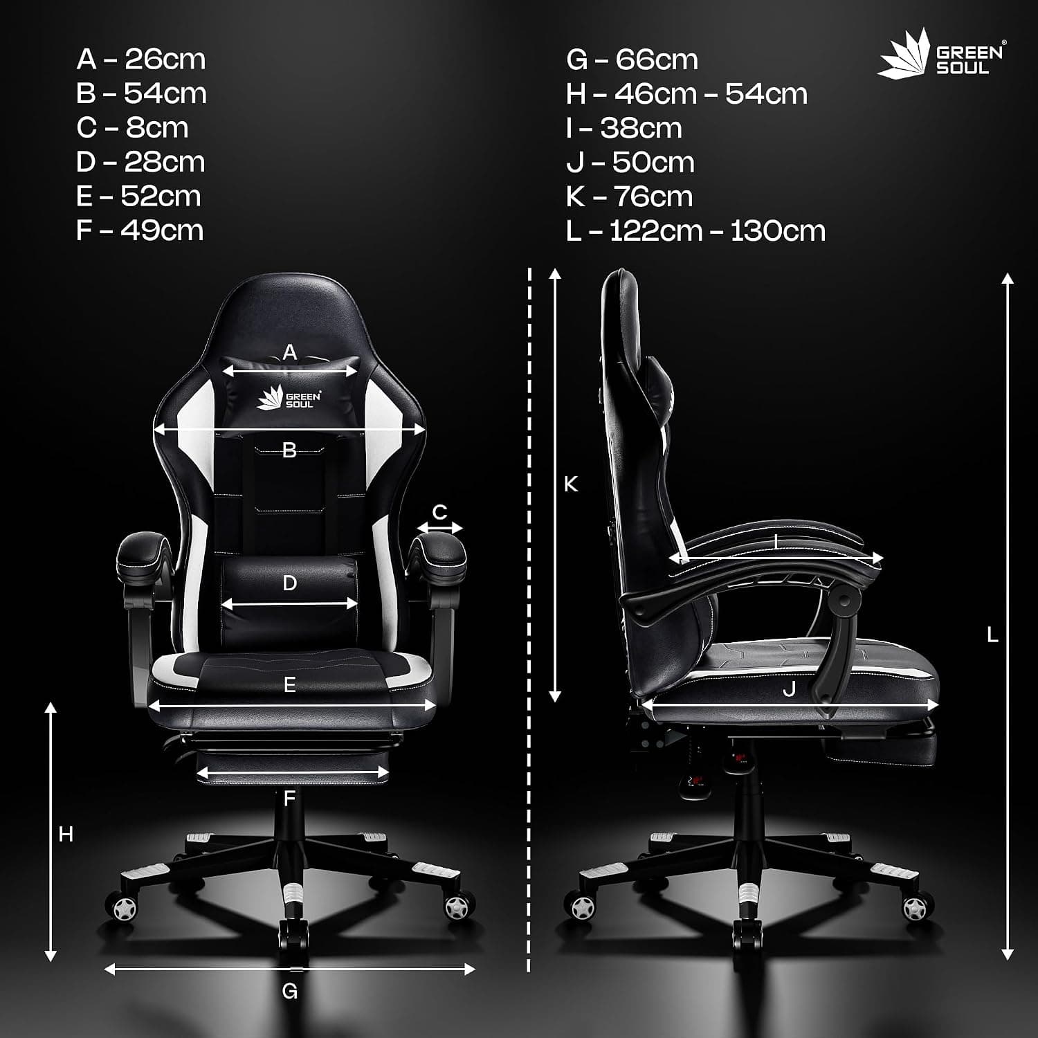 Green Soul Blade Ergonomic Gaming Chair with Massager & Retractable Footrest