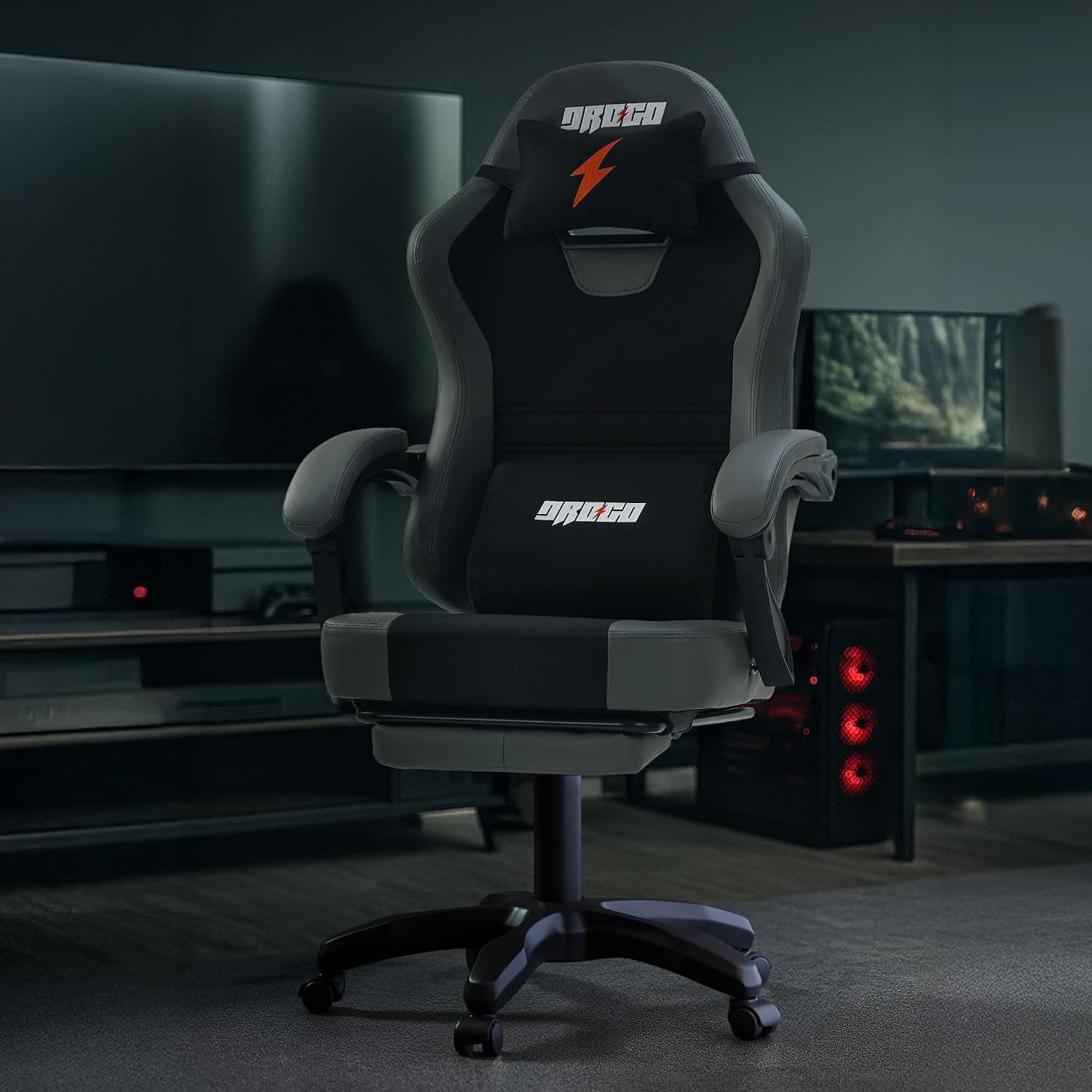Drogo Aura Ergonomic Gaming Chair, PU Leather, Adjustable Neck & Lumbar Pillow