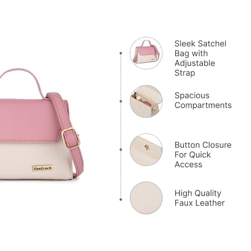 Fastrack Beige Faux-Leather Satchel Women's Handbag