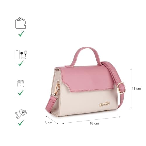 Fastrack Beige Faux-Leather Satchel Women's Handbag