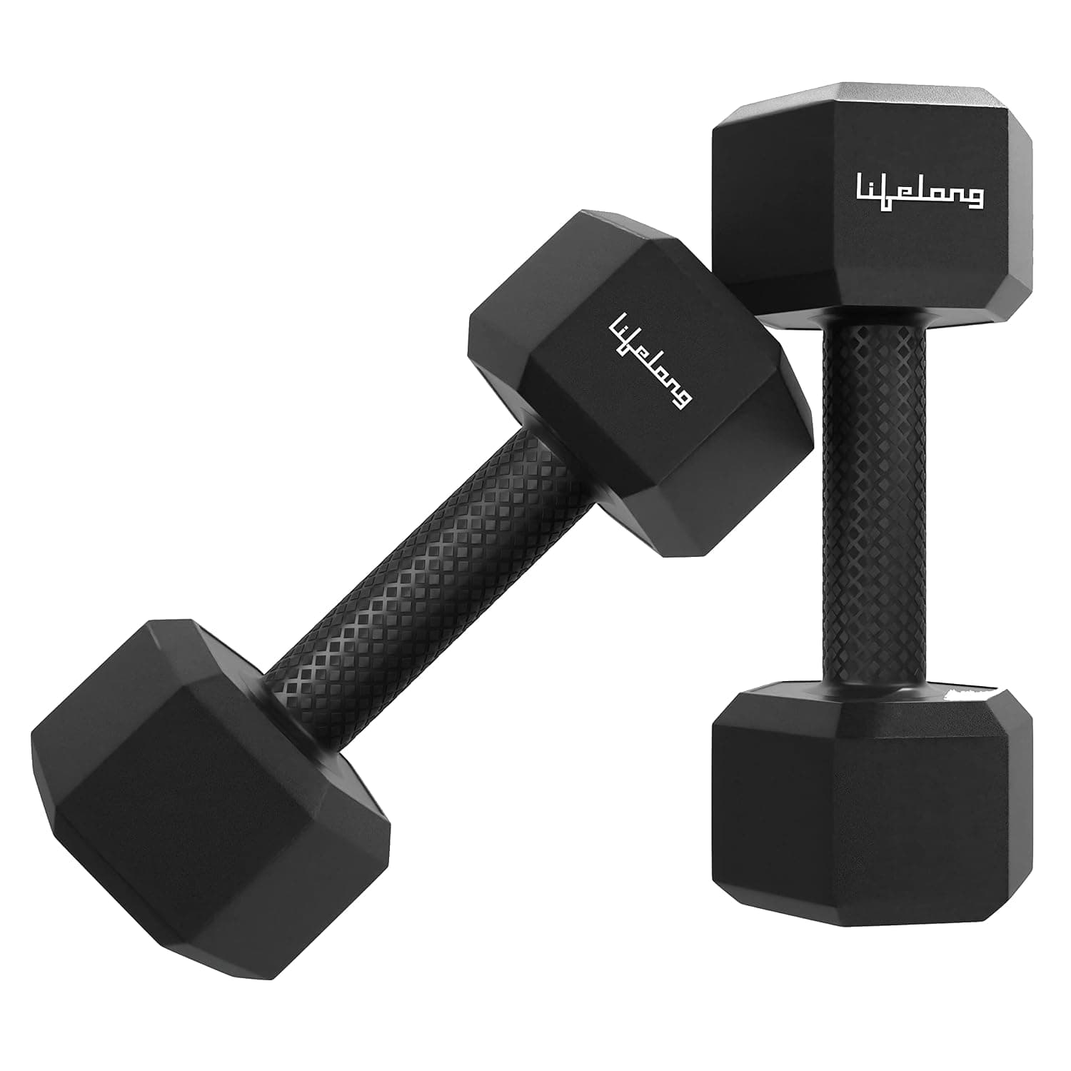 Lifelong PVC Hex Dumbbells Pack of 2 (5 kg x 2) for Home Gym