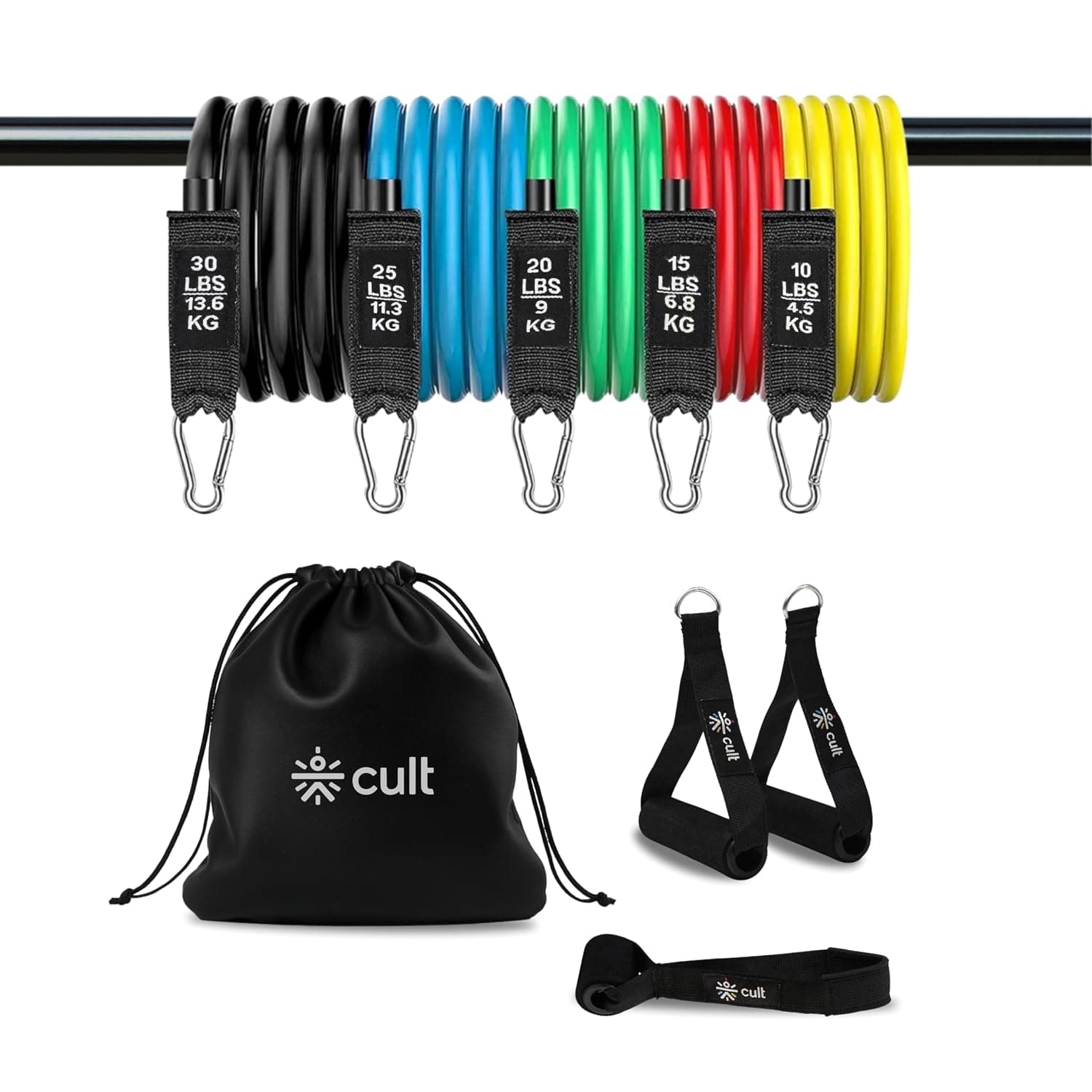 Cult Resistance Bands Set of 11 with Handles, Door Anchor & Ankle Straps