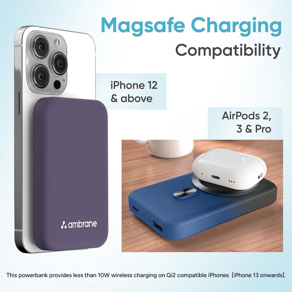Ambrane MagSafe Wireless 10000mAh 22.5W Fast Charging Power Bank