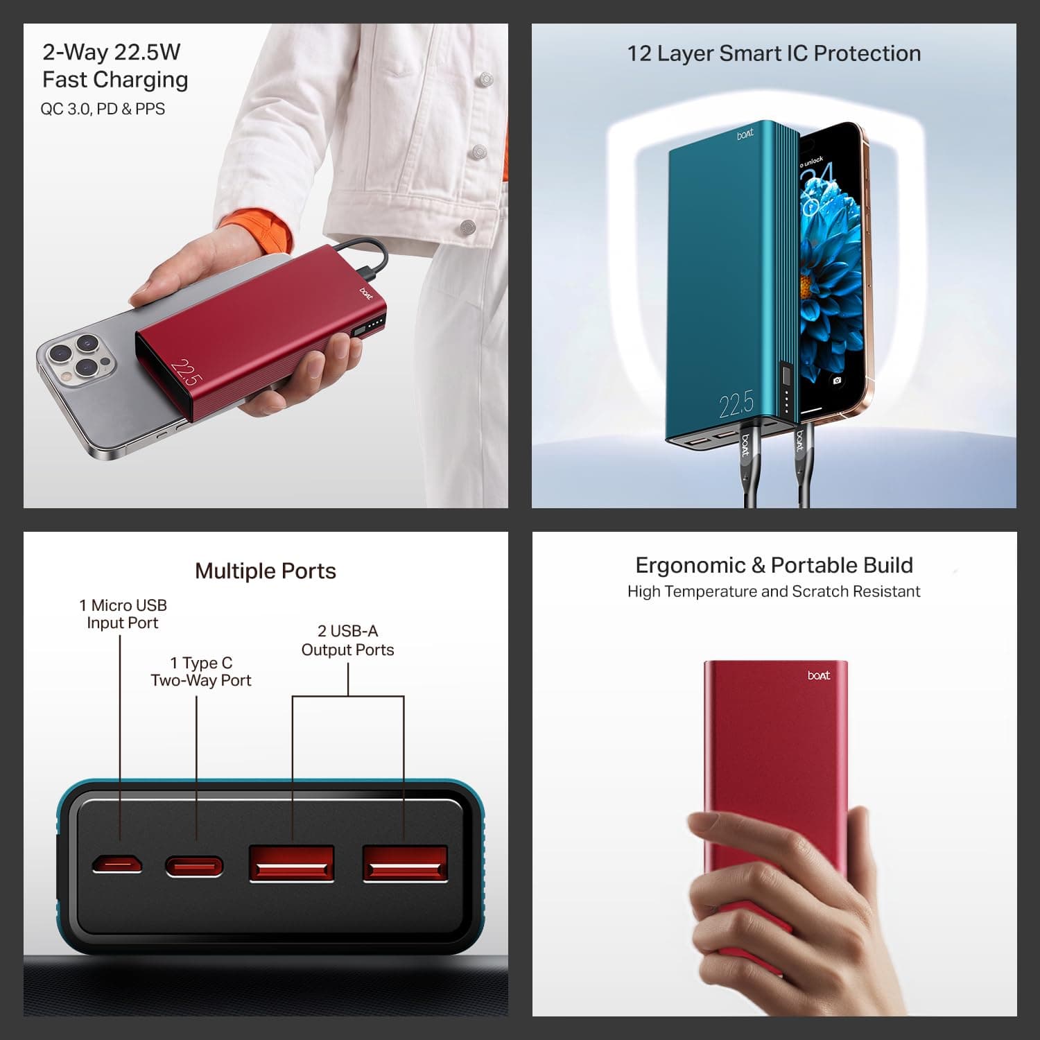 boAt EnergyShroom PB401 20000mAh 22.5W Fast Charging Power Bank