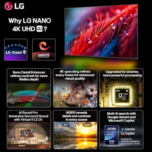 LG 108 cm (43 inches) NU87 AI Series Nano 4K Ultra HD Smart webOS LED TV 43NU870BPLA