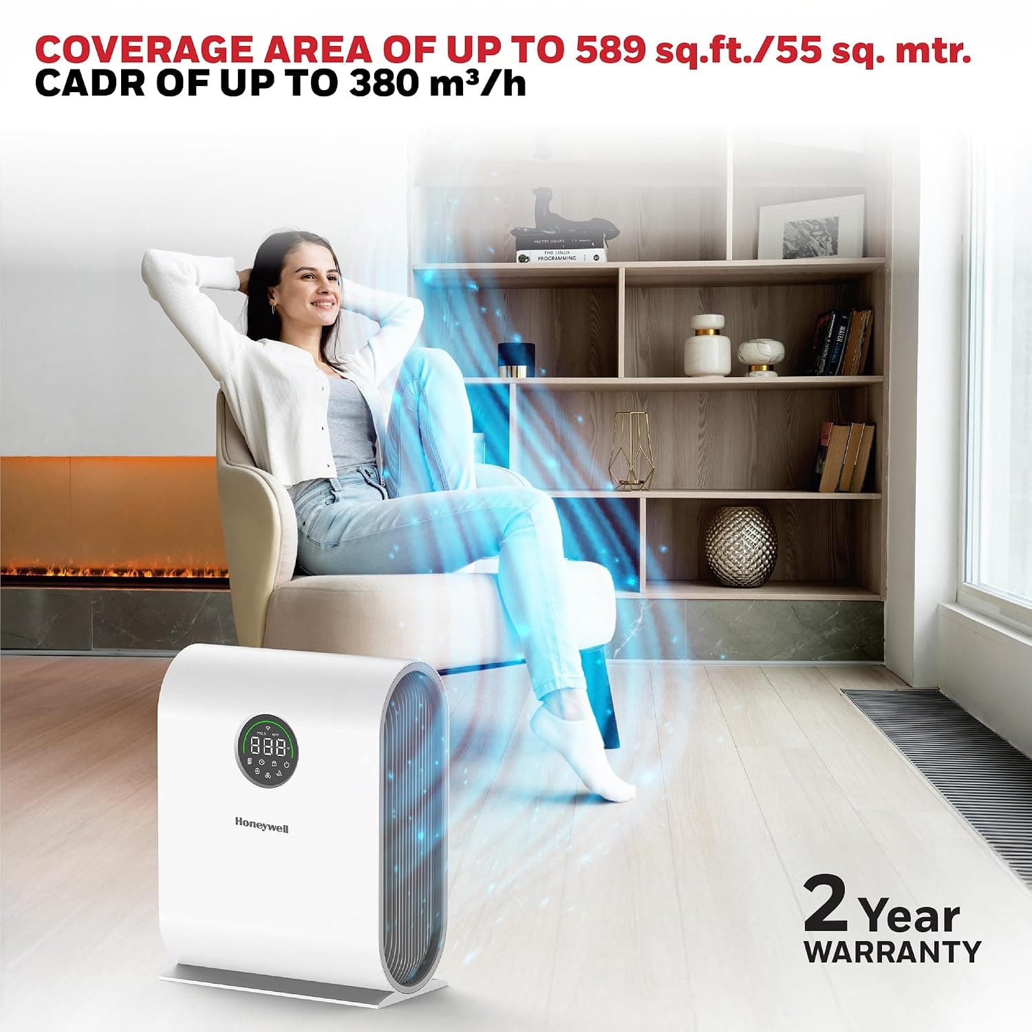 Honeywell 4-Stage Filtration H13 HEPA Air Purifier with WiFi App & Voice Control (589 sq ft)