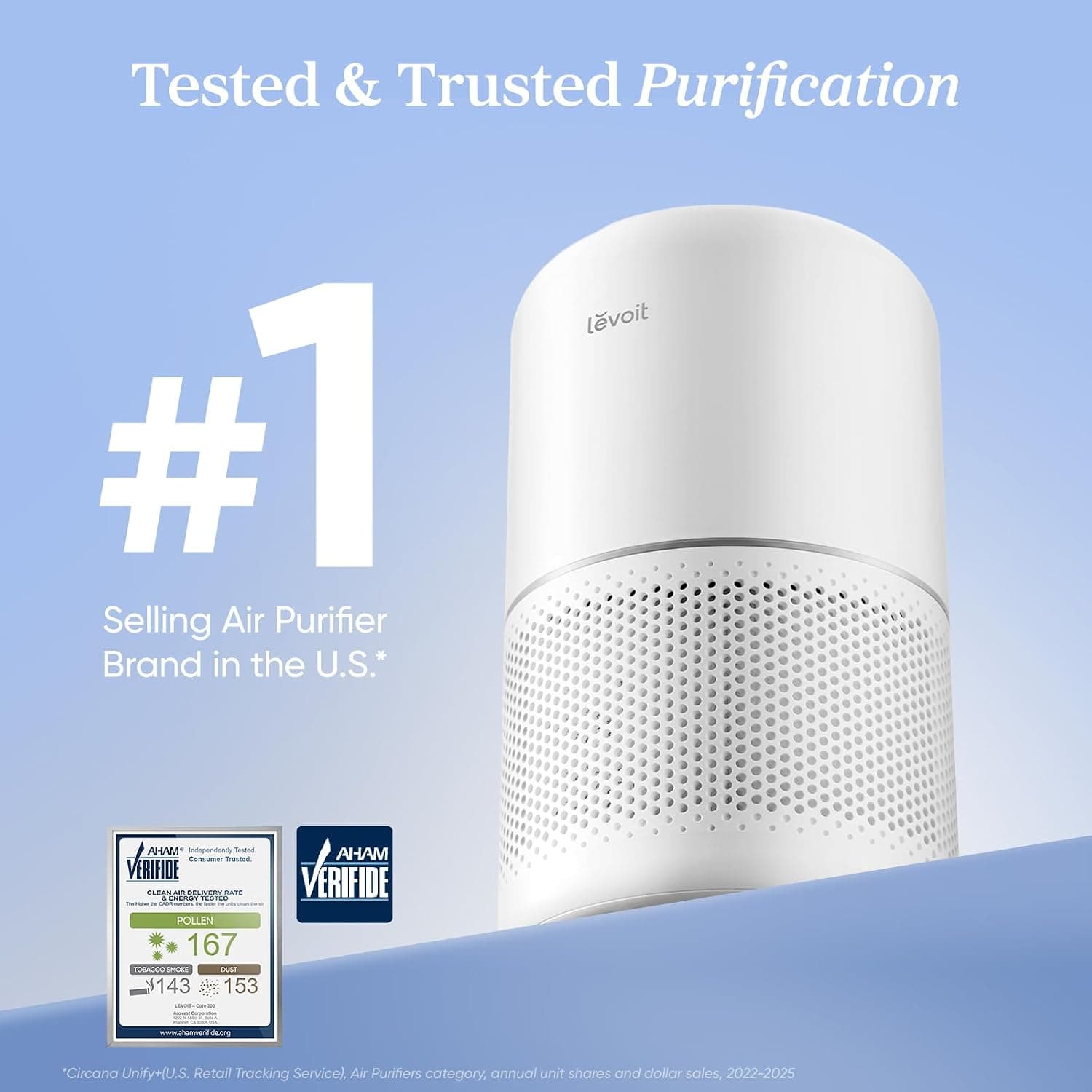 LEVOIT Air Purifier for Home Allergies and Pets, H13 True HEPA, 24dB Filtration