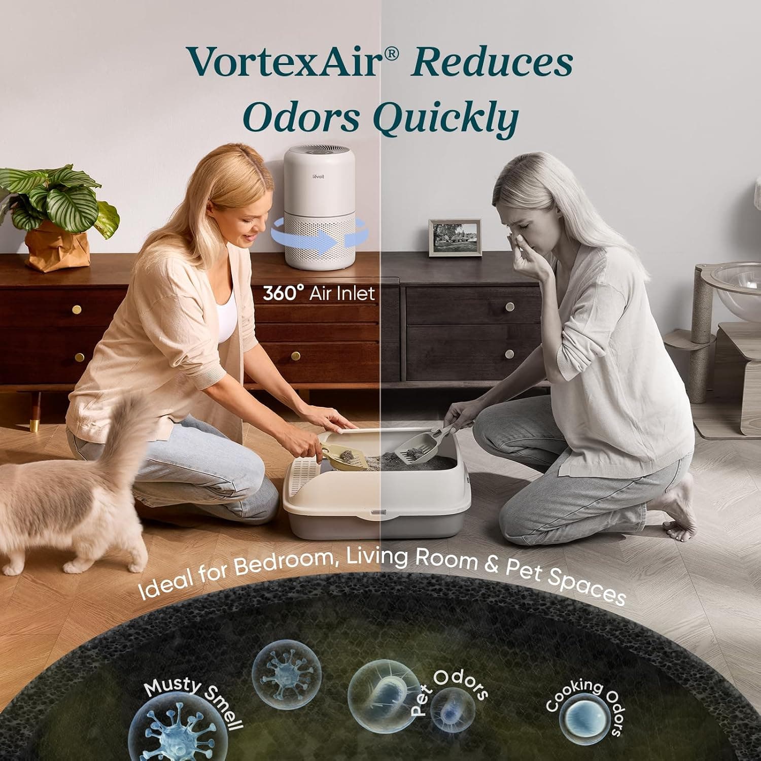LEVOIT Air Purifier for Home Allergies and Pets, H13 True HEPA, 24dB Filtration