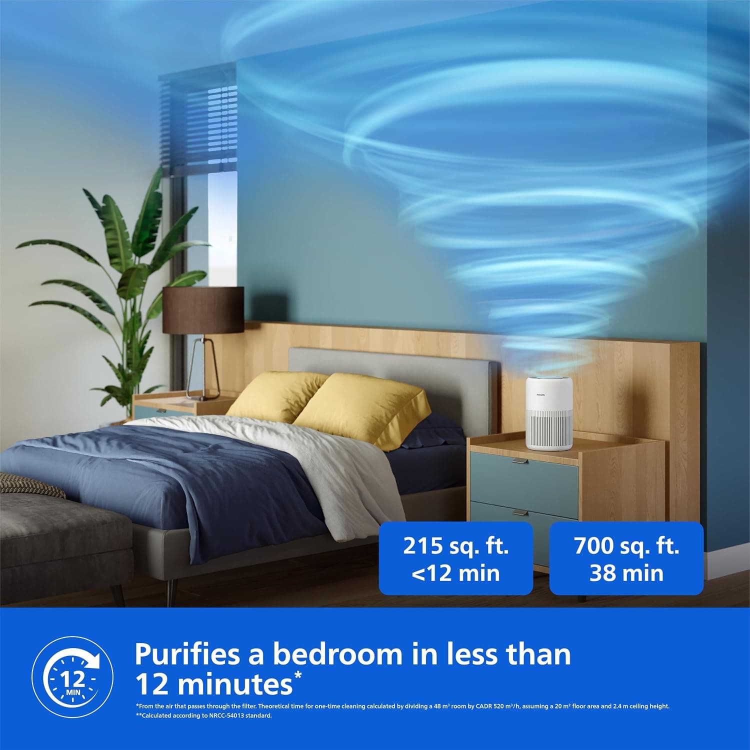 Philips AC0920 Smart Air Purifier for Home, HEPA Filter, Real-Time AQI Display (300 sq ft)