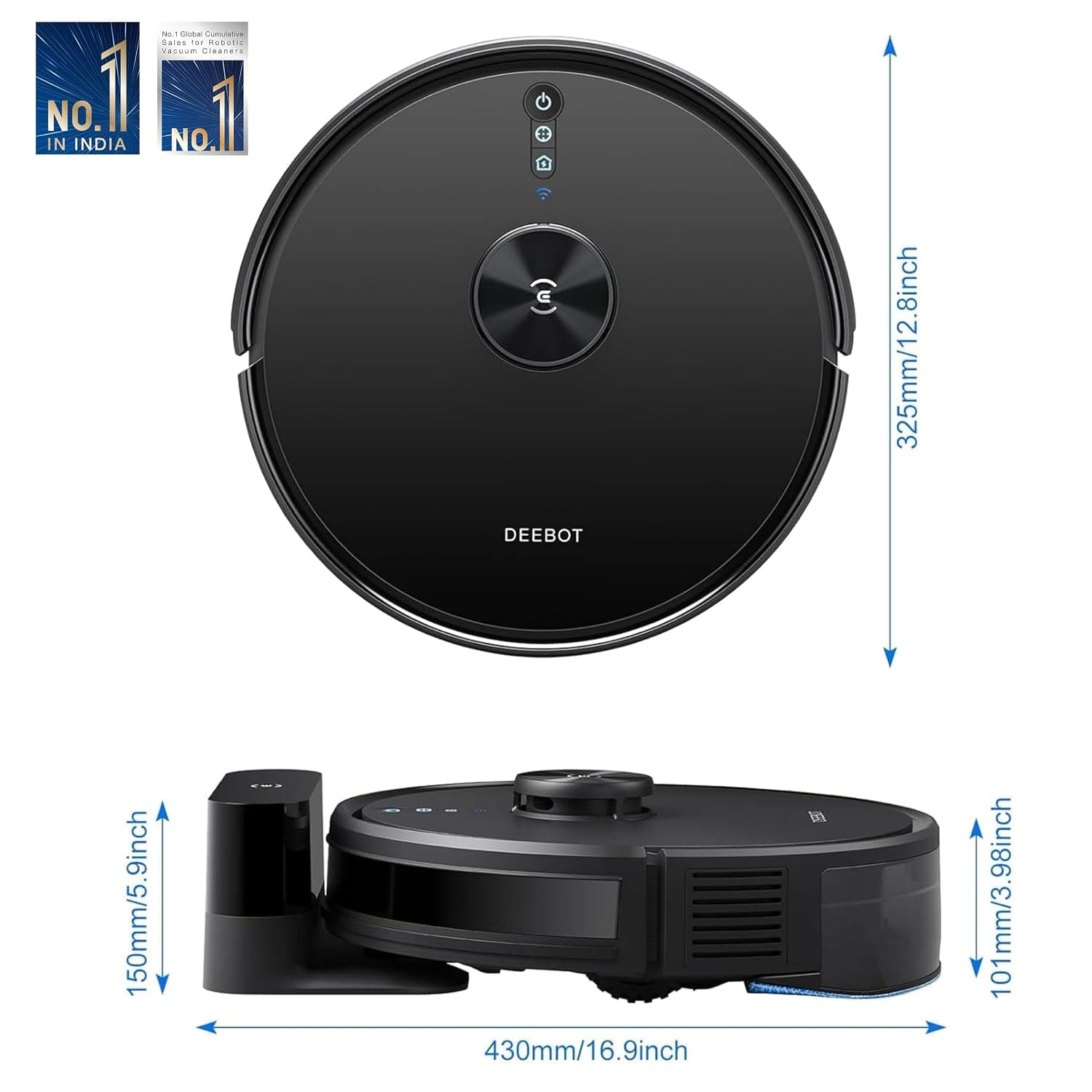 ECOVACS DEEBOT Y1 PRO 2 in 1 Robot Vacuum Cleaner & Mop, 6500 Pa Suction, Wet & Dry Cleaning