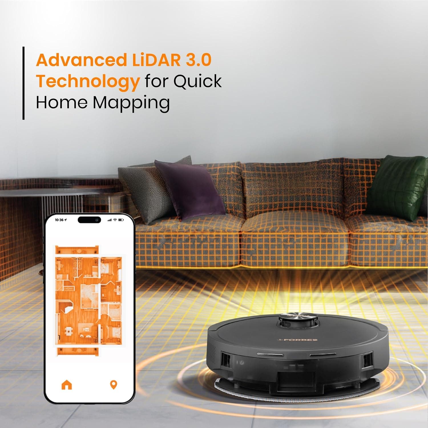 Eureka Forbes SmartClean Home Mapping Turbo Robot Vacuum, 7000Pa, LiDAR 3.0 & Wet Mop