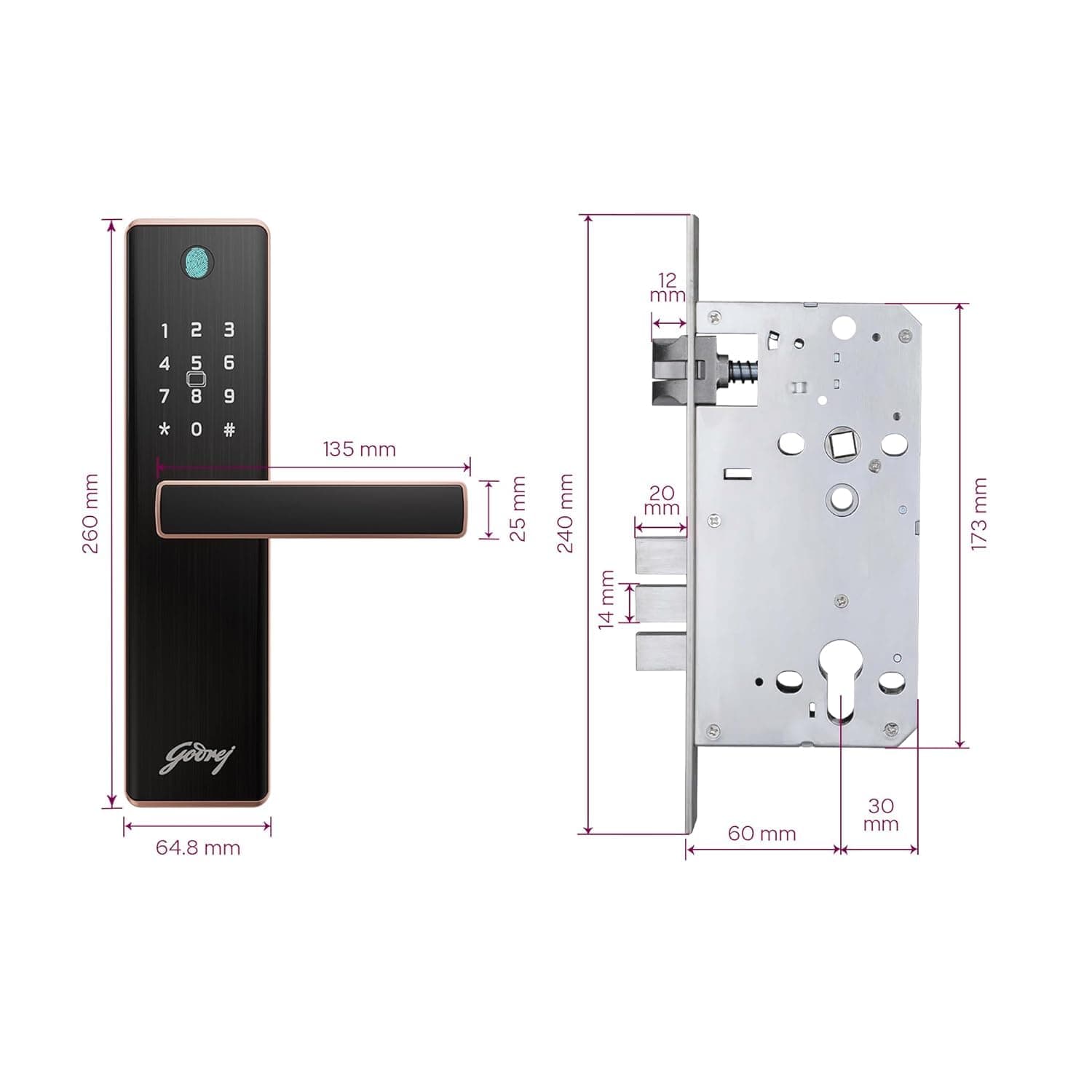 Godrej Neo Prime Digital Lock for Wooden Door With Fingerprint, PIN, RFID Card & Mechanical Key