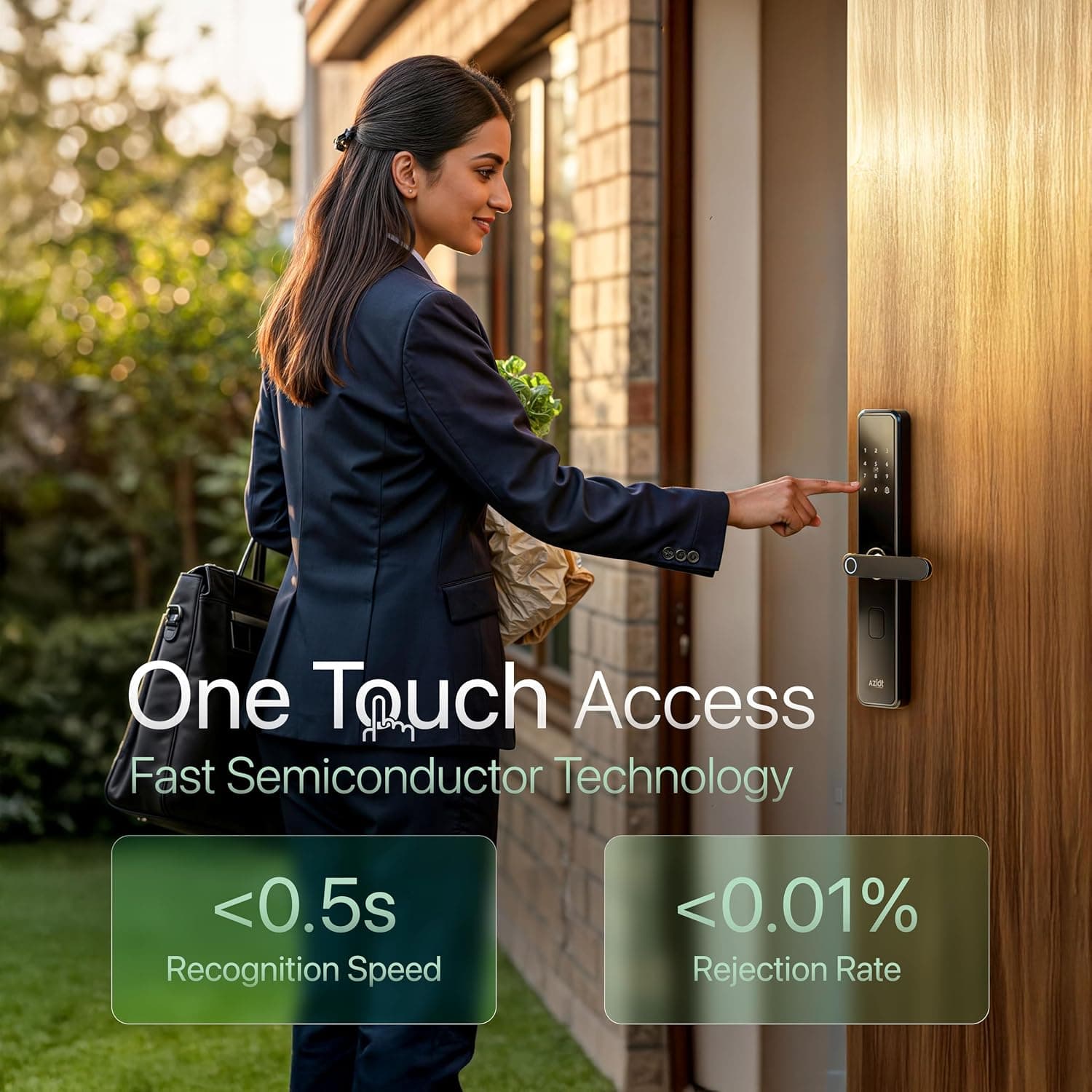 Aziot Elevate WiFi Smart Door Lock With Fingerprint, Passcode, RFID, App & Key Access