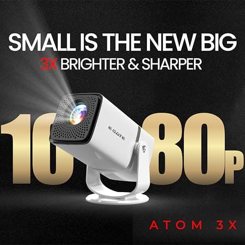 E GATE Atom 3X 4K Ultra HD Smart Projector with Built-in Android & OTT Apps