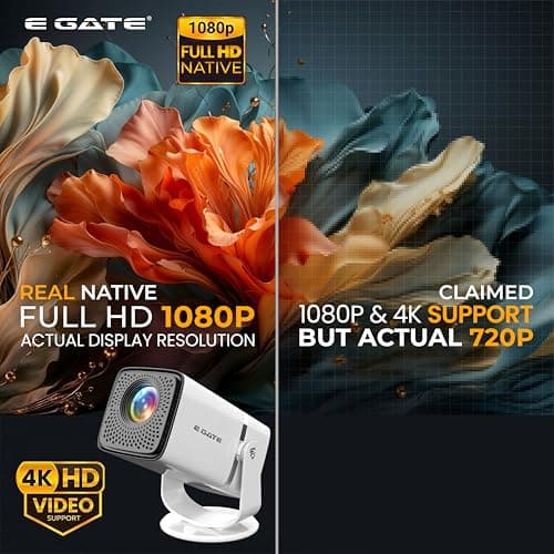 E GATE Atom 3X 4K Ultra HD Smart Projector with Built-in Android & OTT Apps