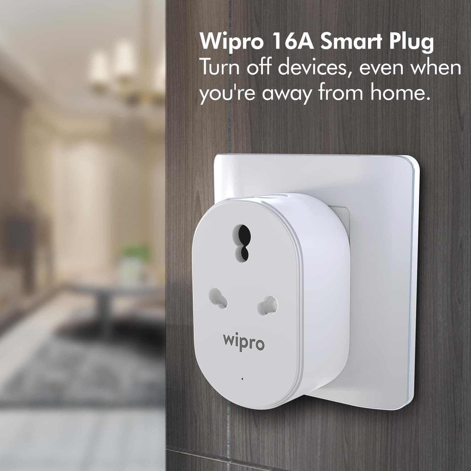 Wipro 16A Wi-Fi Smart Plug with Energy Monitoring — App, Alexa & Google Control