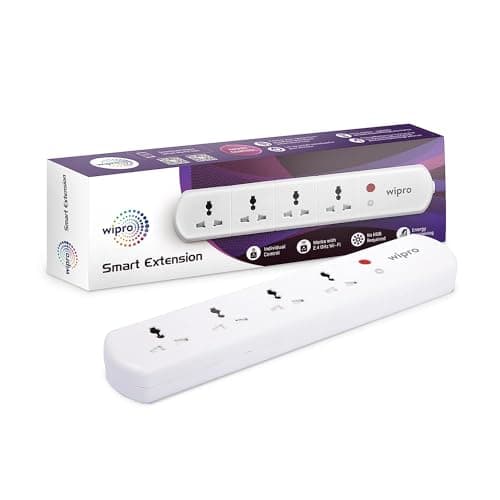 Wipro Smart Extension Board with Wi-Fi — 4 Sockets, 16 Amp, App & Voice Control