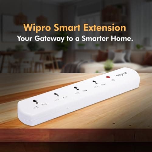 Wipro Smart Extension Board with Wi-Fi — 4 Sockets, 16 Amp, App & Voice Control