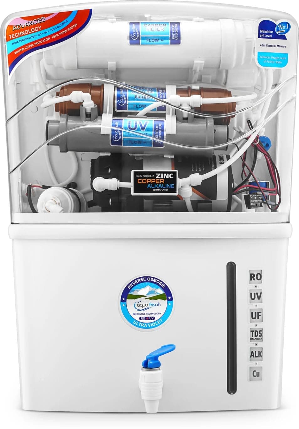 Aqua Frisch 12L RO + UV + UF + Copper + Alkaline Water Purifier with Mineralizer