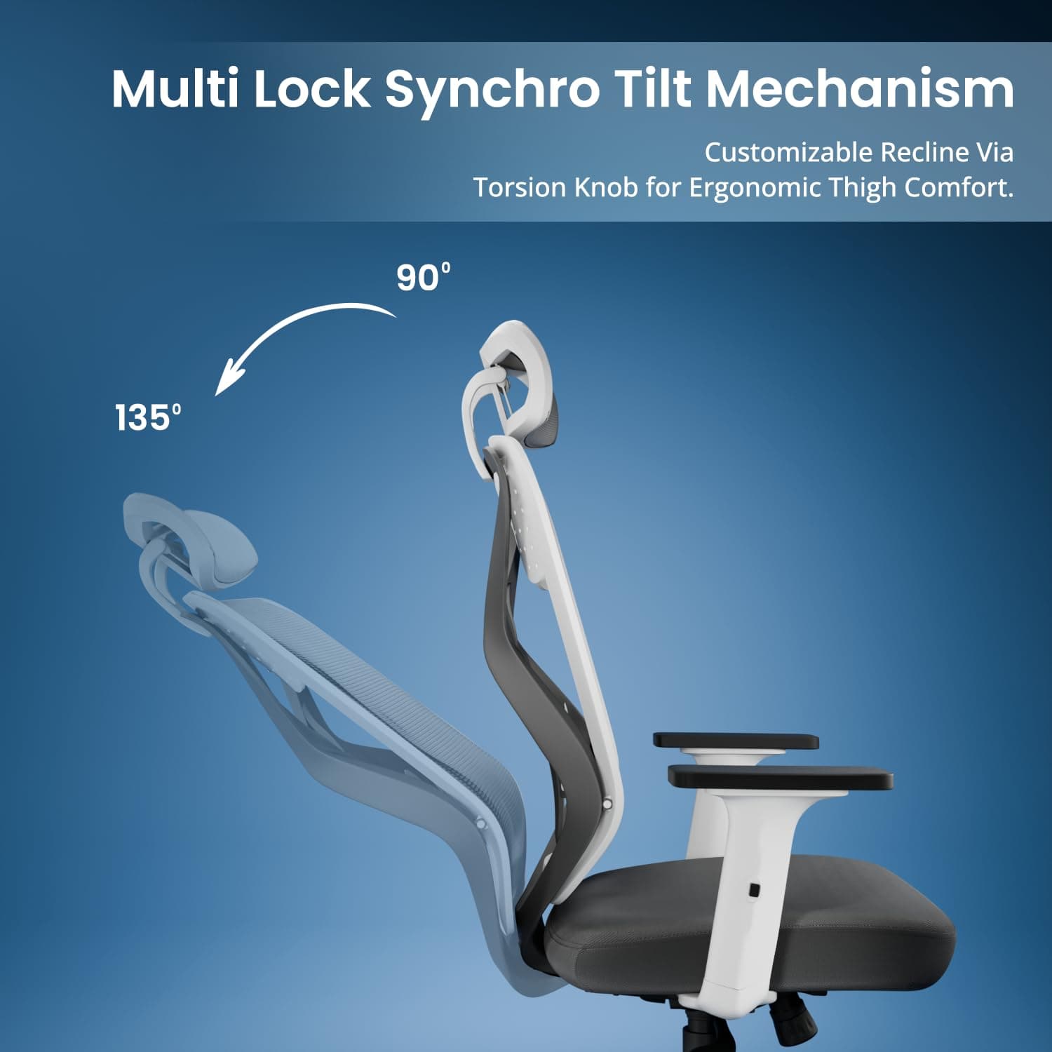 Vergo Transform Prime Ergonomic Mesh Office Chair — High Back, Lumbar Support, 2D Armrests, Synchro Tilt