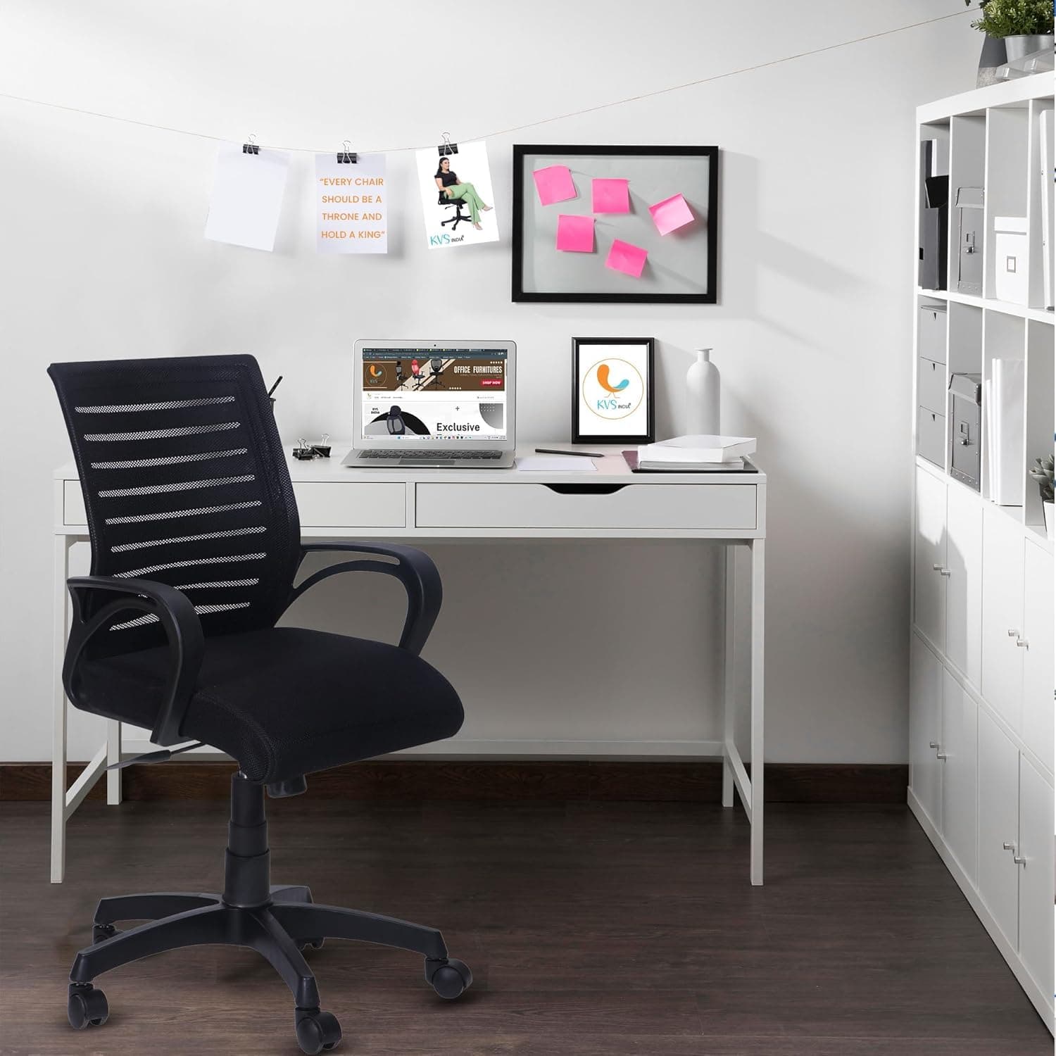 KVS INDIA Desire Ergonomic Mid-Back Mesh Office Chair — Adjustable Height, Metal Base, 360° Swivel