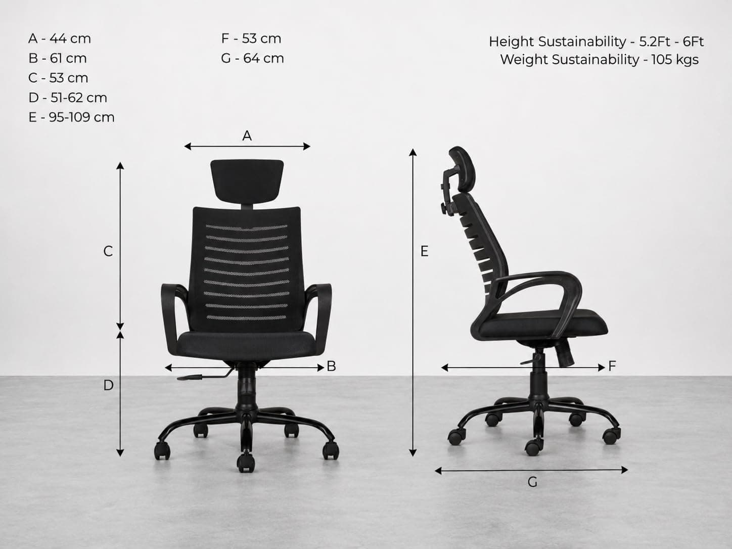 CELLBELL Desire C104 Mesh High Back Ergonomic Office Chair — Adjustable Height, Metal Base