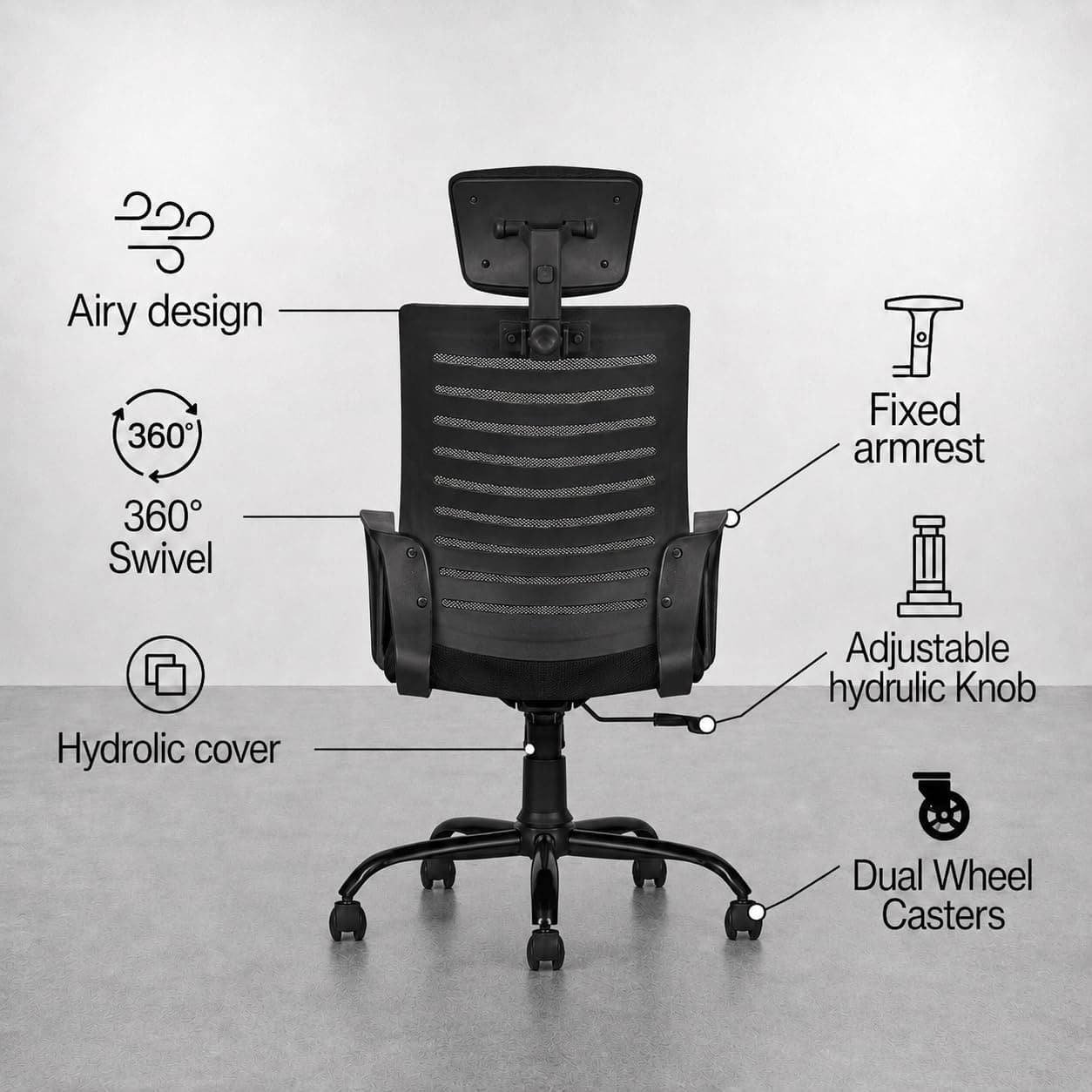 CELLBELL Desire C104 Mesh High Back Ergonomic Office Chair — Adjustable Height, Metal Base