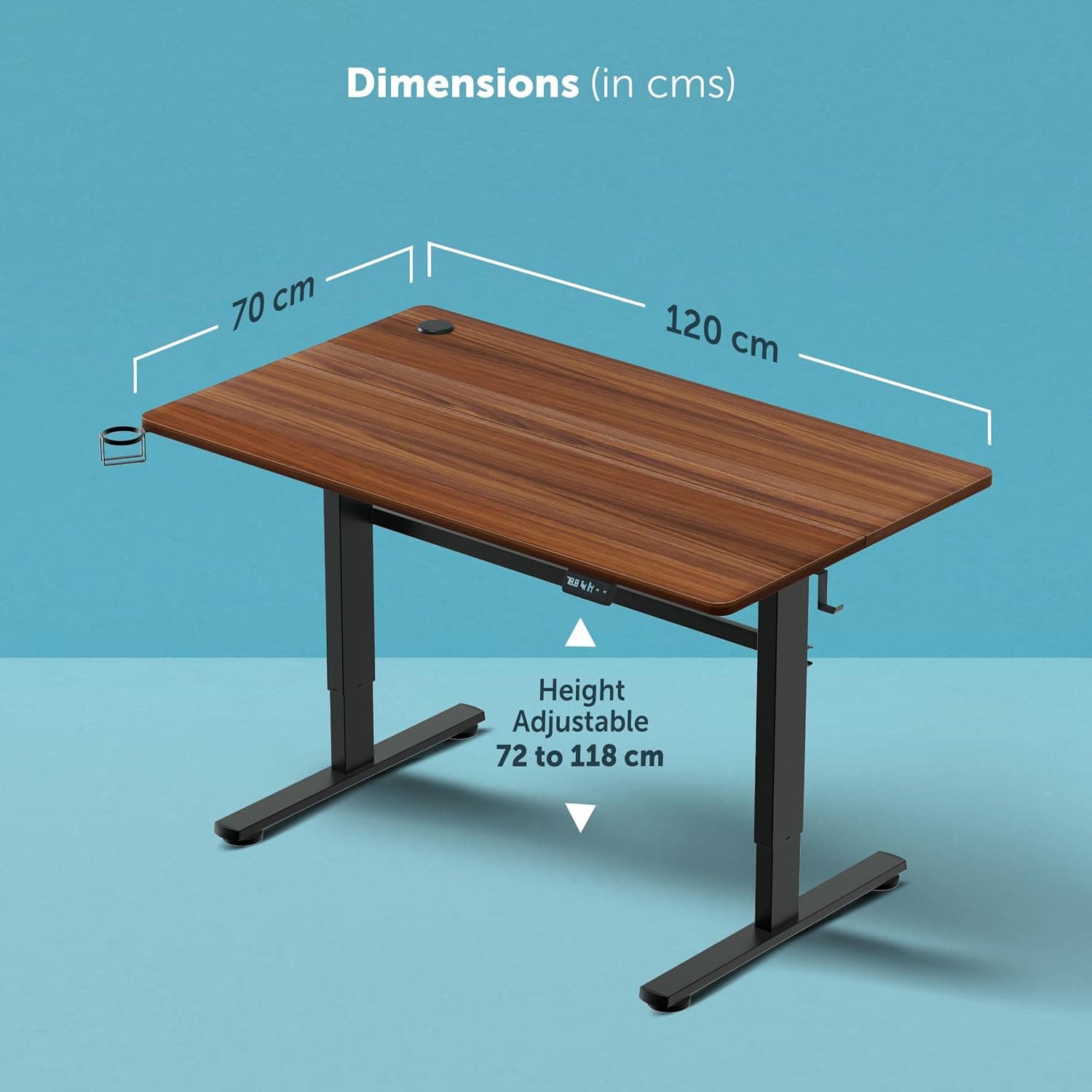 JIN OFFICE EcoSmart Electric Height Adjustable Standing Desk — 80kg Load, Cup Holder, 2-Year Warranty