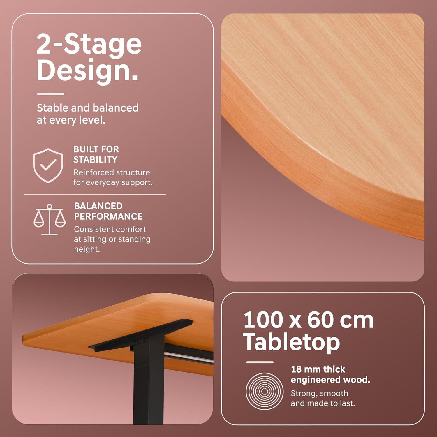 Ergo Throne V ONE Electric Standing Desk — Compact One-Piece Top, 3 Memory Presets, 5-Year Warranty