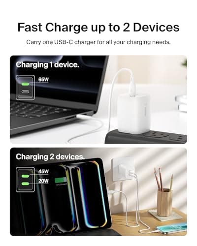 Belkin 65W (45W + 20W) USB-C GaN Charger — Dual Port PD Fast Charging