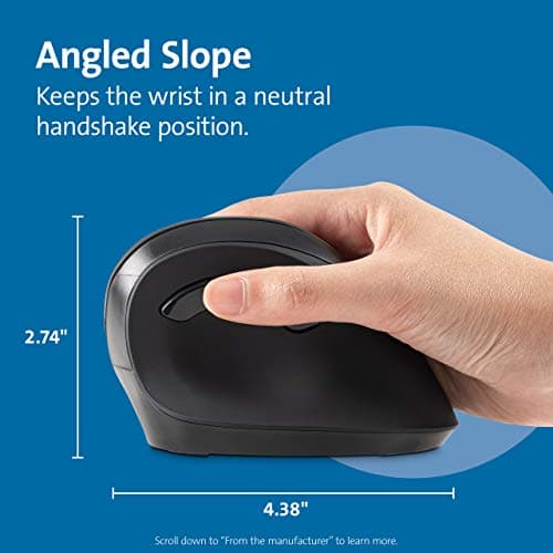 Kensington Ergonomic Vertical Wireless Mouse — 6 Buttons, 5 DPI Settings, 2.4GHz